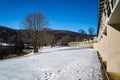 Abstract Winter View of the Peaks of Otter Lodge by Abbott Lake Royalty Free Stock Photo